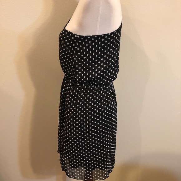 One Shoulder Black & White Fun Polkadot Dress - Picture 6 of 8